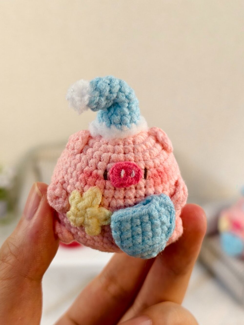 Handmade Amigurumi Crochet Small Pig Plushie